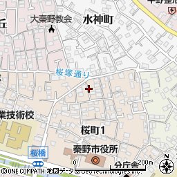 神奈川県秦野市桜町1丁目10周辺の地図
