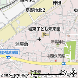 愛知県犬山市塔野地中浦周辺の地図