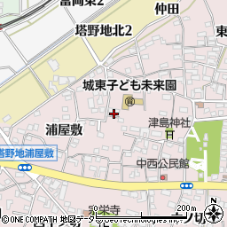 愛知県犬山市塔野地（中浦）周辺の地図