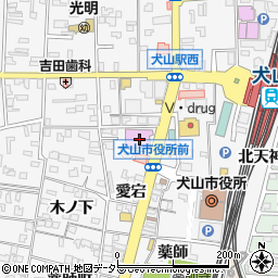 犬山市立図書館周辺の地図