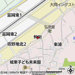 愛知県犬山市塔野地仲田周辺の地図