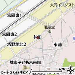 愛知県犬山市塔野地（仲田）周辺の地図