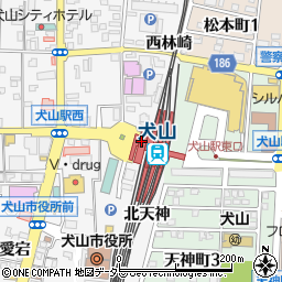 犬山駅西広場公衆トイレ周辺の地図