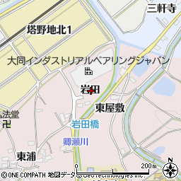 愛知県犬山市塔野地岩田周辺の地図