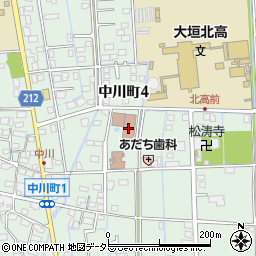 大垣市役所地域包括支援センター　担当地区‐北・中川周辺の地図