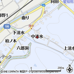 愛知県犬山市善師野中清水周辺の地図