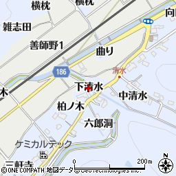 愛知県犬山市善師野（下清水）周辺の地図