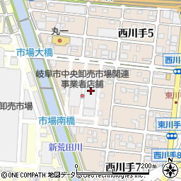 岐阜市中央卸売市場Ｎｏ．１関連店舗周辺の地図