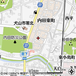 愛知県犬山市内田東町周辺の地図