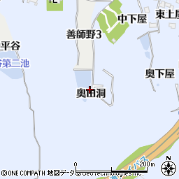 愛知県犬山市善師野（奥田洞）周辺の地図
