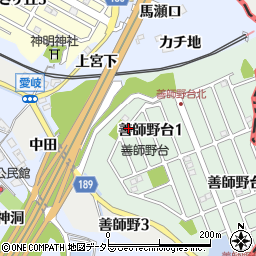 愛知県犬山市善師野台1丁目周辺の地図