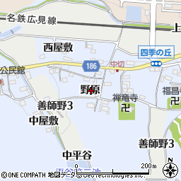 愛知県犬山市善師野野原周辺の地図