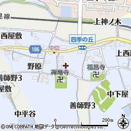 愛知県犬山市善師野東野原周辺の地図