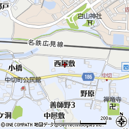 愛知県犬山市善師野西屋敷周辺の地図