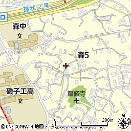 神奈川県横浜市磯子区森周辺の地図