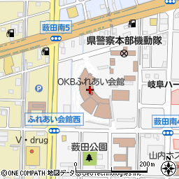 岐阜県庁　会館ＯＫＢふれあい会館岐阜県職員研修所周辺の地図