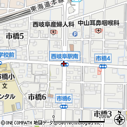 西岐阜駅南周辺の地図