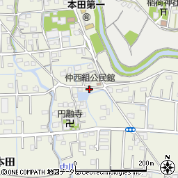 仲西組公民館周辺の地図