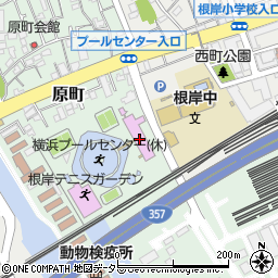 財団法人横浜市体育協会　横浜プールセンター　根岸テニススクール周辺の地図