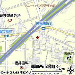 岐阜県各務原市那加西市場町3丁目30周辺の地図