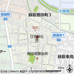 熊田公民館周辺の地図