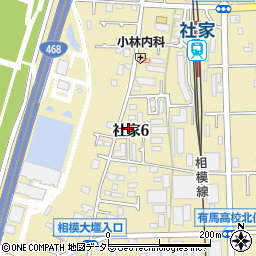 神奈川県海老名市社家6丁目周辺の地図