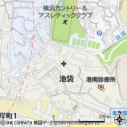 神奈川県横浜市中区池袋周辺の地図