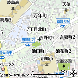 岐阜県岐阜市西野町7丁目周辺の地図