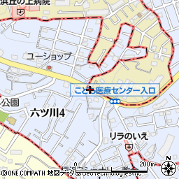 南横浜病院入口周辺の地図