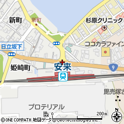 安来駅前周辺の地図