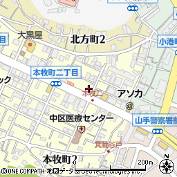 釜寅　本牧店周辺の地図