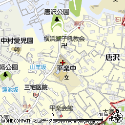 横浜市立　平楽中学校周辺の地図