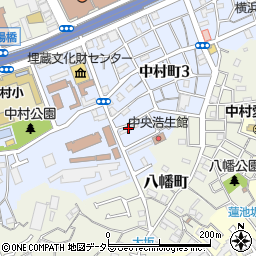 横浜市　中央浩生館周辺の地図