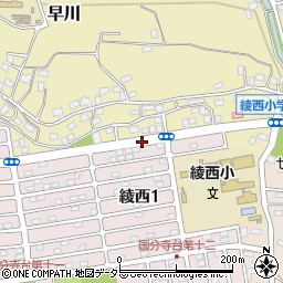 綾西小学校入口周辺の地図