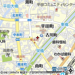 島根県出雲市平田町東本町周辺の地図