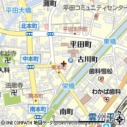 島根県出雲市平田町（東本町）周辺の地図