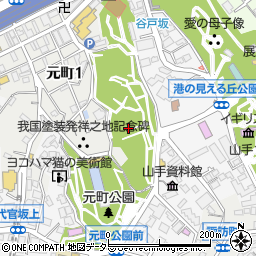 横浜外国人墓地周辺の地図
