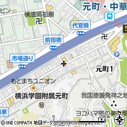神奈川県横浜市中区元町周辺の地図