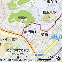 神奈川県横浜市中区赤門町周辺の地図