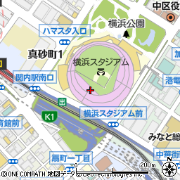 横浜スタジアム（ハマスタ）周辺の地図