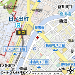 横浜日之出町郵便局周辺の地図