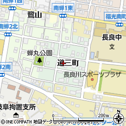 岐阜県岐阜市道三町周辺の地図