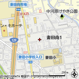 厚木市役所　妻田ポンプ場周辺の地図