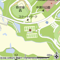 中津川公園テニスコート周辺の地図