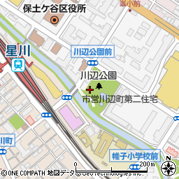 横浜市川辺公園プール周辺の地図