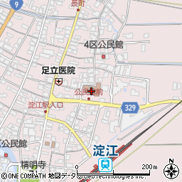 米子市役所　外郭団体等淀江和傘伝承館周辺の地図
