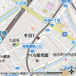 神奈川県横浜市西区平沼1丁目周辺の地図