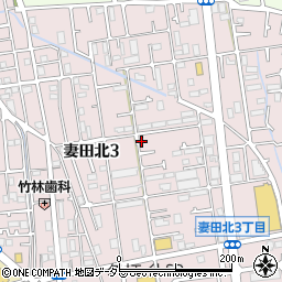 神奈川県厚木市妻田北3丁目周辺の地図