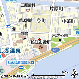松江市役所　市民部・市民課届出受付周辺の地図