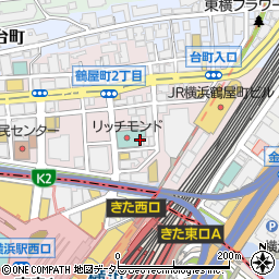 炭火串工房 焼き鳥と博多串 肉寿司が旨い つるや酒場 横浜店周辺の地図